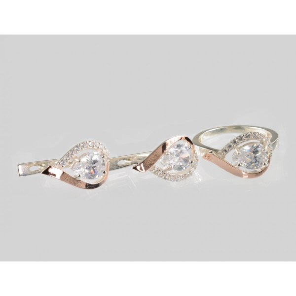 Серебряный набор с золотыми пластинами (229)