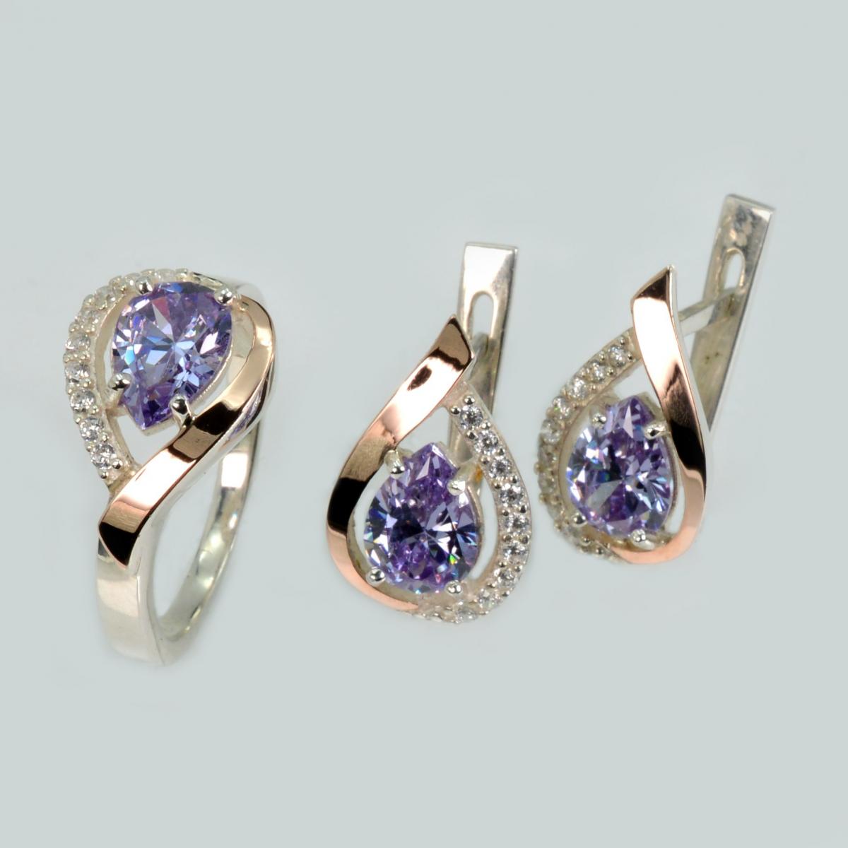 Серебряный набор с золотыми пластинами (229)