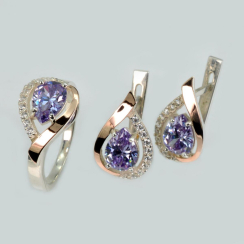 Серебряный набор с золотыми пластинами