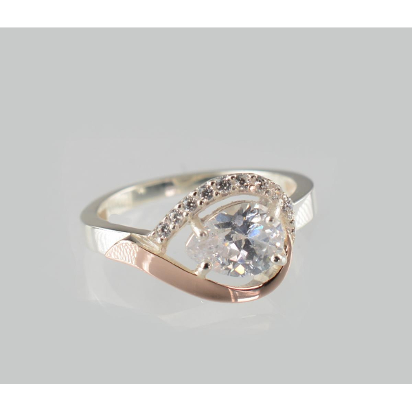 Серебряное кольцо с золотыми вставками (229к)