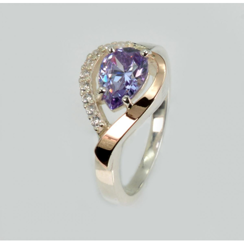 Срібна каблучка з золотими вставками