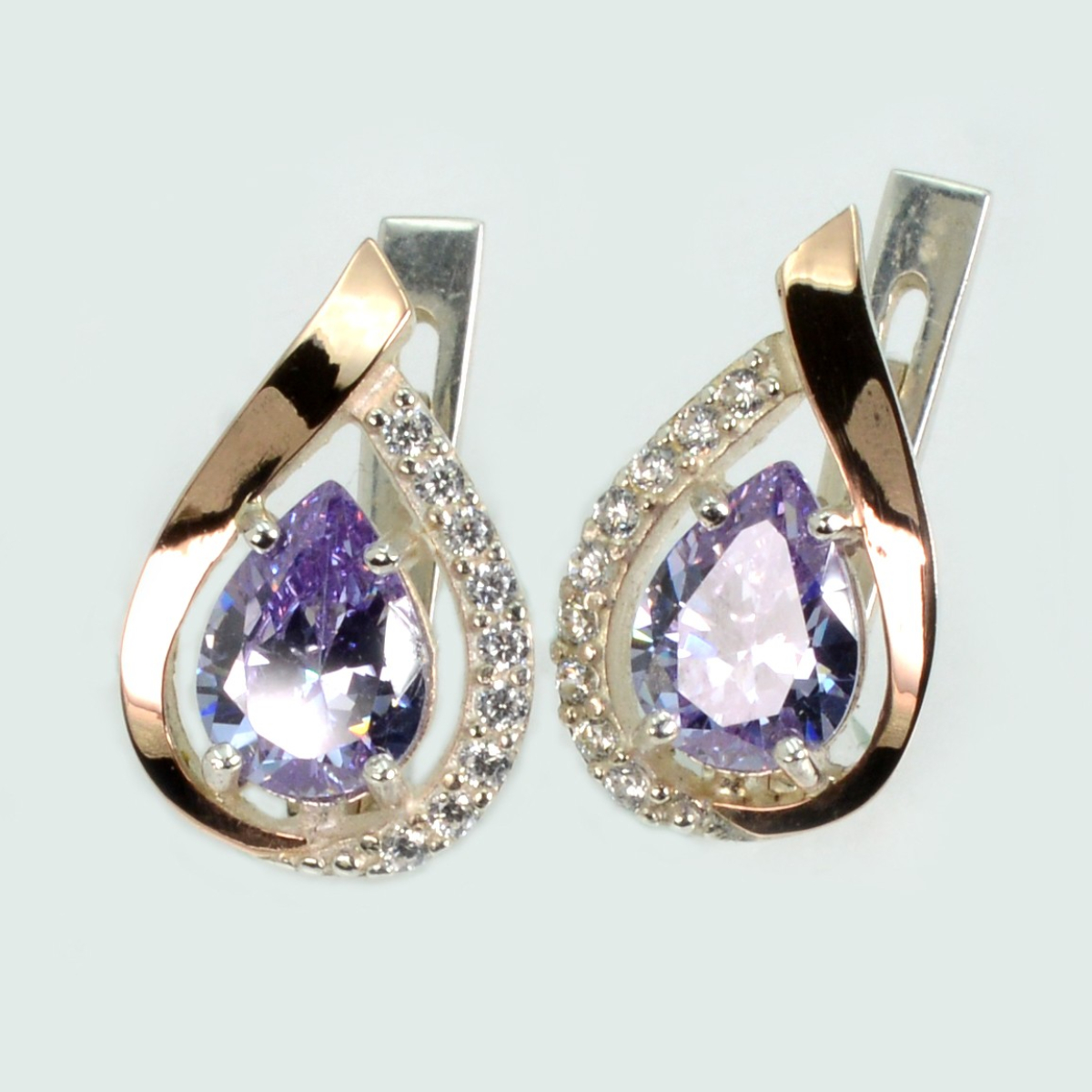 Серебряные серьги с золотыми пластинами (229с)