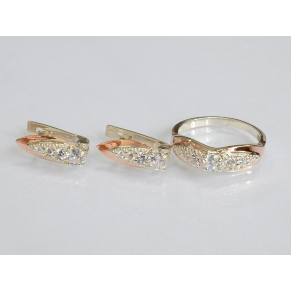 Серебряный набор с золотыми пластинами (230)