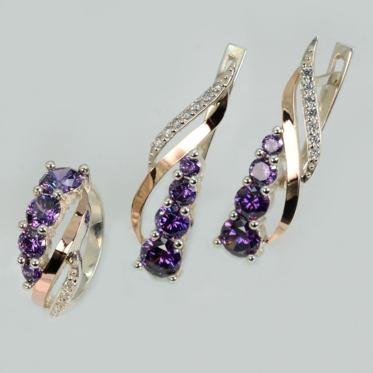 Серебряный набор с золотыми пластинами (231)