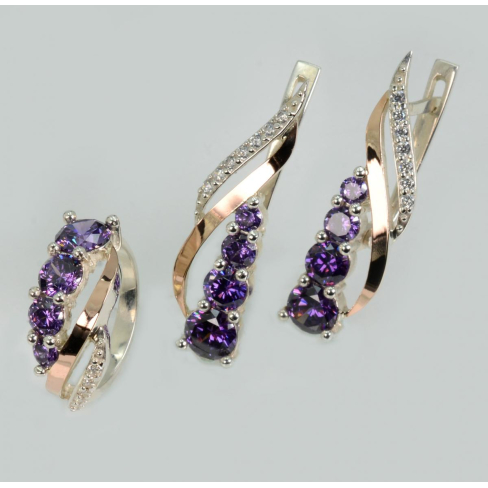 Серебряный набор с золотыми пластинами