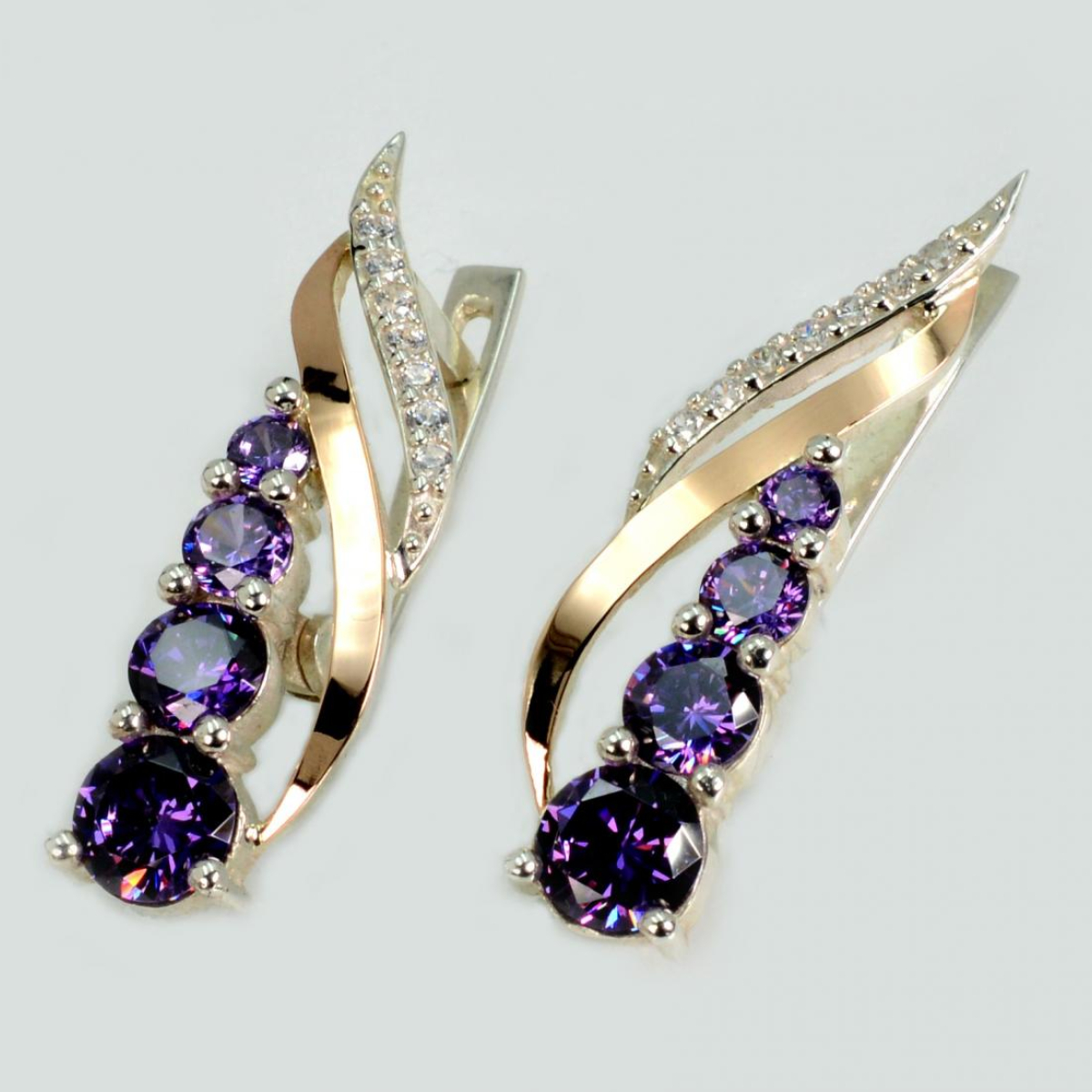 Серебряные серьги с золотыми пластинами (231с)