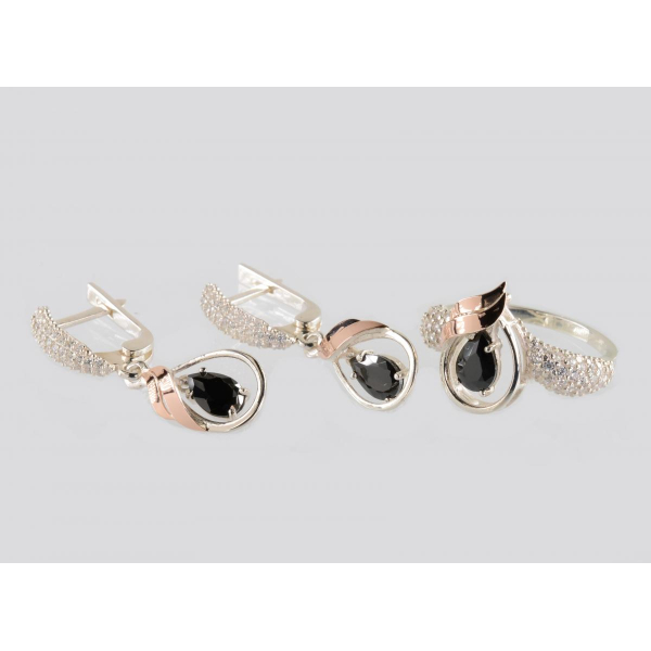 Серебряный набор с золотыми пластинами (232)