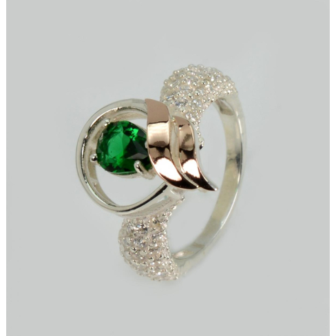 Серебряное кольцо с золотыми вставками