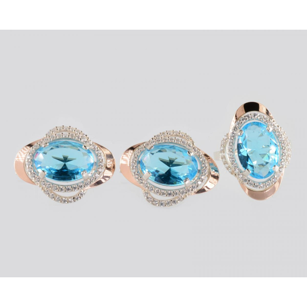 Серебряный набор с золотыми пластинами (233)