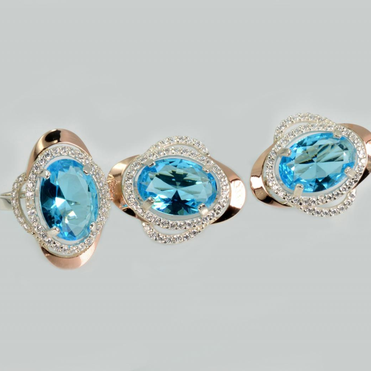 Серебряный набор с золотыми пластинами (233)