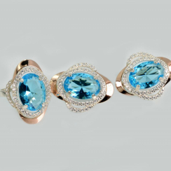 Серебряный набор с золотыми пластинами