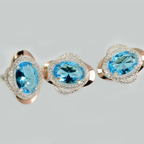 Серебряный набор с золотыми пластинами