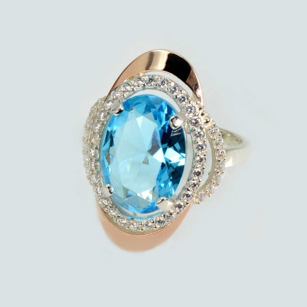 Серебряное кольцо с золотыми вставками (233к)