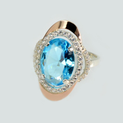 Серебряное кольцо с золотыми вставками