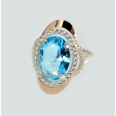 Серебряное кольцо с золотыми вставками