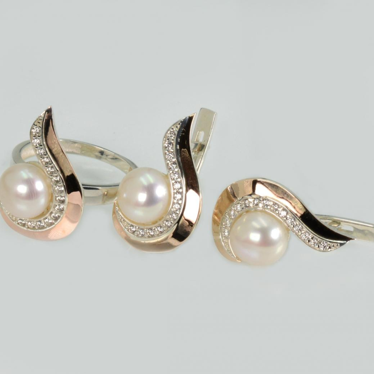 Серебряный набор с золотыми пластинами (234)