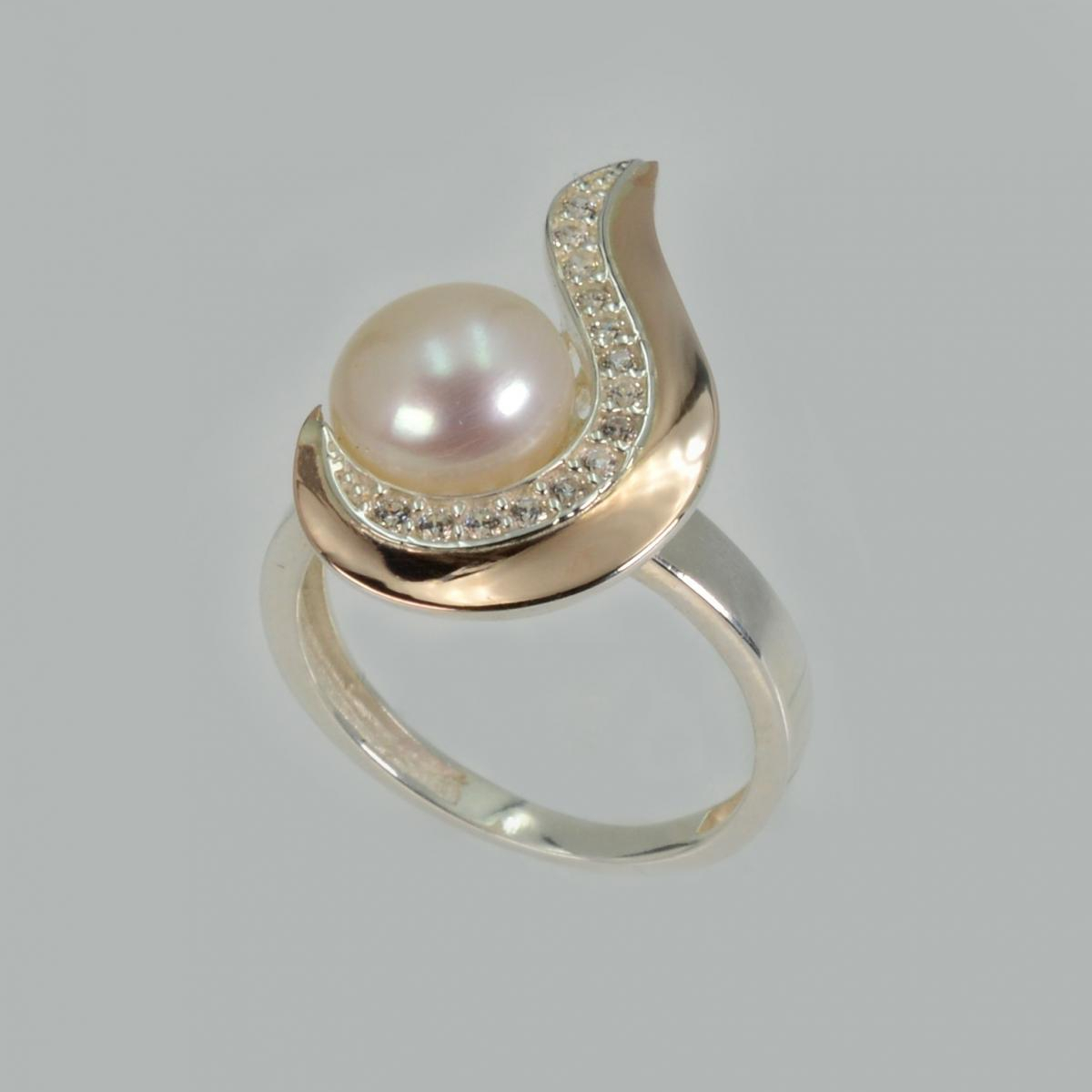 Серебряное кольцо с золотыми вставками (234к)