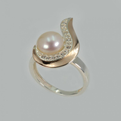 Серебряное кольцо с золотыми вставками