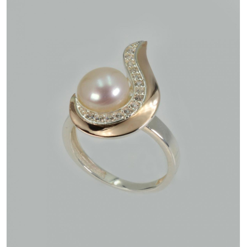 Срібна каблучка з золотими вставками