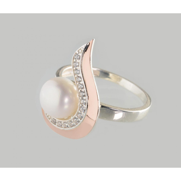 Серебряное кольцо с золотыми вставками (234к)