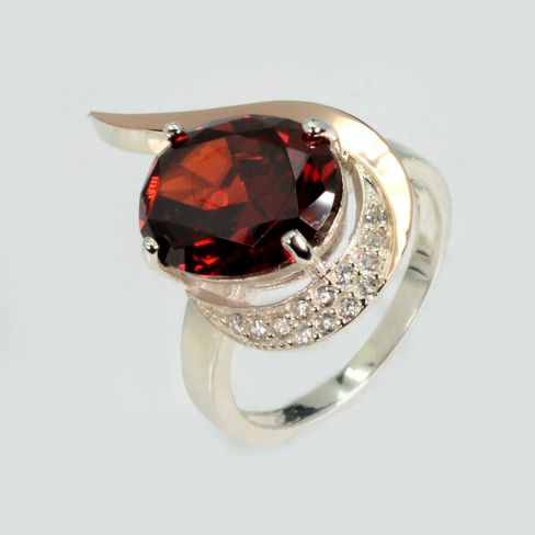 Серебряное кольцо с золотыми вставками