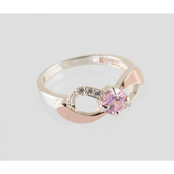 Серебряное кольцо с золотыми вставками (236к)