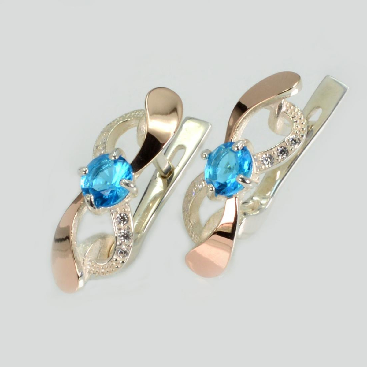 Серебряные серьги с золотыми пластинами (236с)