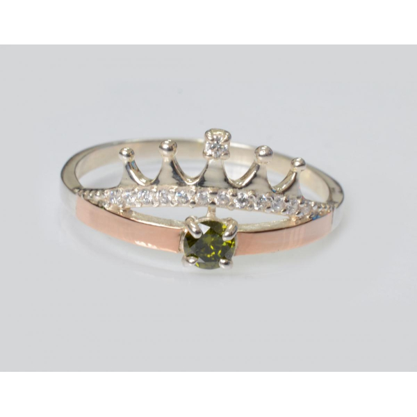 Серебряное кольцо с золотыми вставками (237к)