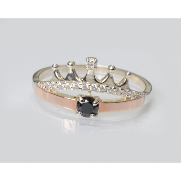 Серебряное кольцо с золотыми вставками (237к)