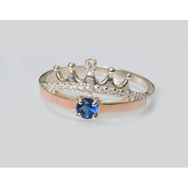 Серебряное кольцо с золотыми вставками (237к)