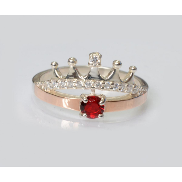 Серебряное кольцо с золотыми вставками (237к)