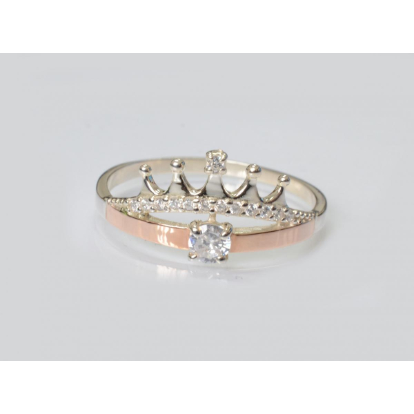 Серебряное кольцо с золотыми вставками (237к)