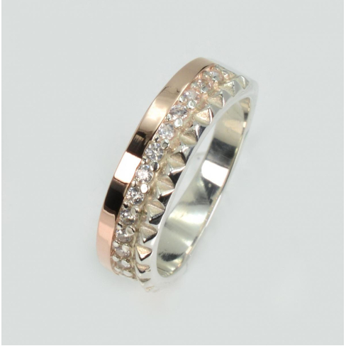 Серебряное кольцо с золотыми вставками