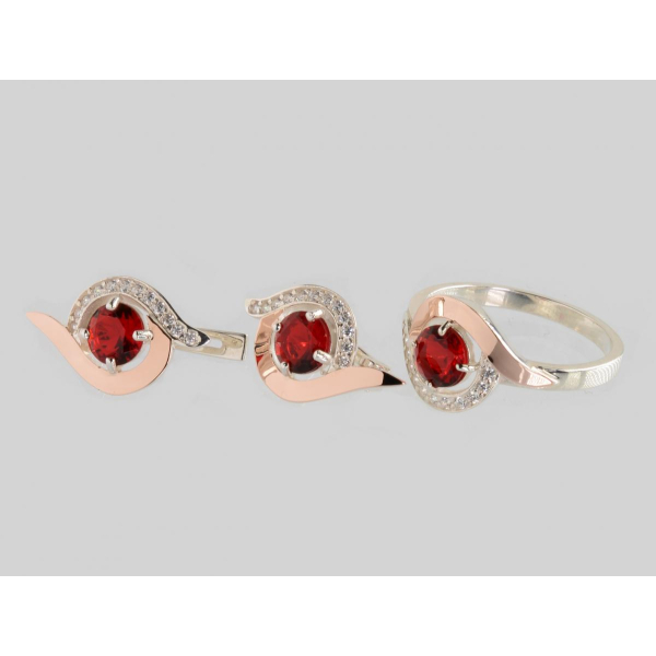 Серебряный набор с золотыми пластинами (239)