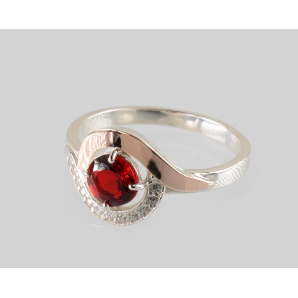 Серебряное кольцо с золотыми вставками (239к)