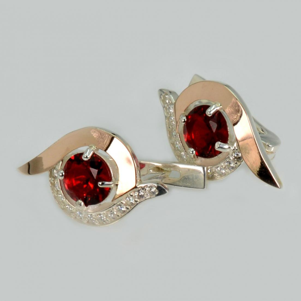 Серебряные серьги с золотыми пластинами (239с)