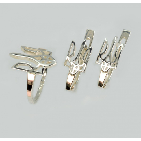 Срібний набір з золотими пластинами