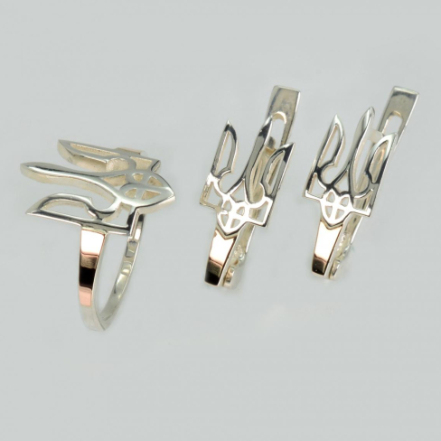 Серебряный набор с золотыми пластинами