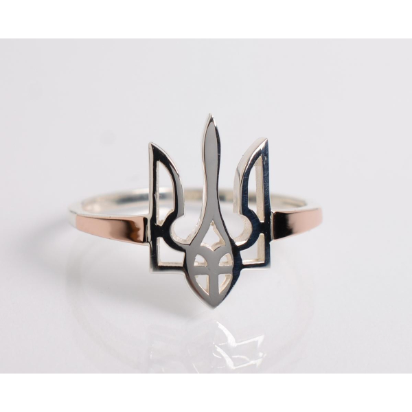 Серебряное кольцо с золотыми накладками в виде Герба (241к)