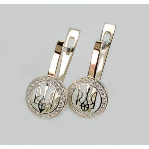 Серебряные серьги с гербом Украины