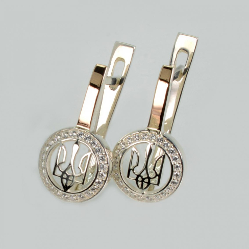 Серебряные серьги с гербом Украины