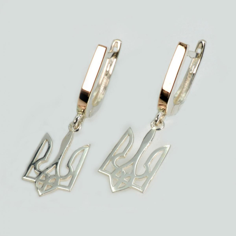 Серебряные серьги герб Украины