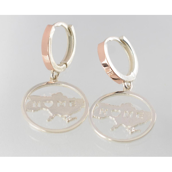 Серебряные серьги с картой Украины (244с)