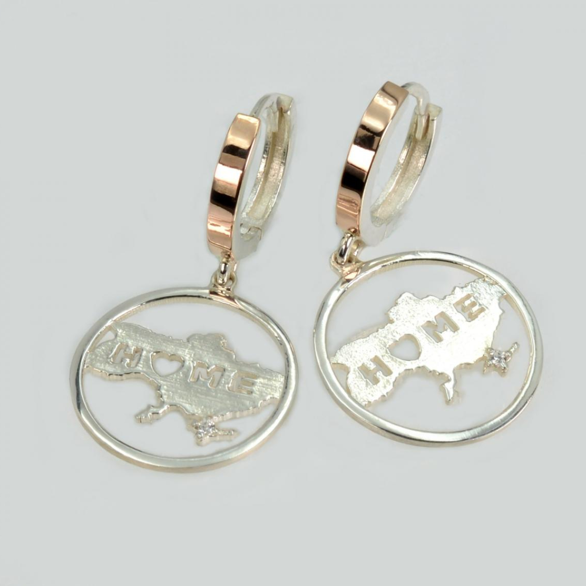 Серебряные серьги с картой Украины (244с)