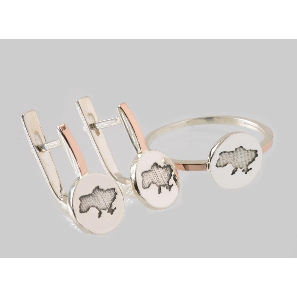 Серебряный набор с картой Украины (246)