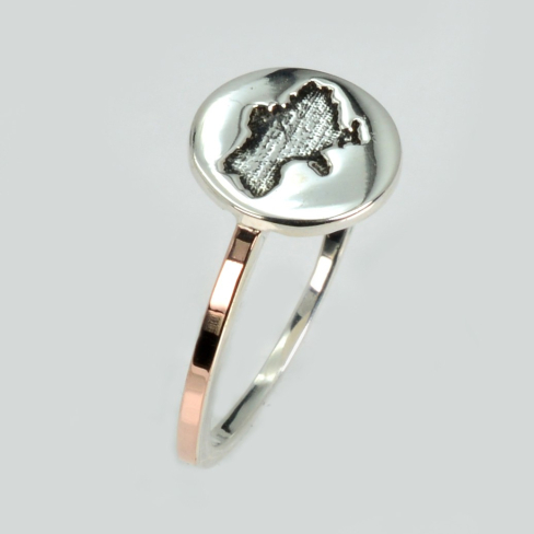 Серебряное кольцо с картой Украины