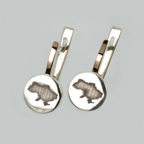Серебряные серьги с картой Украины