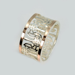 Серебряное мужское кольцо с золотыми пластинами с гербами Украины