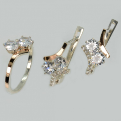 Серебряный гарнитур с золотыми вставками