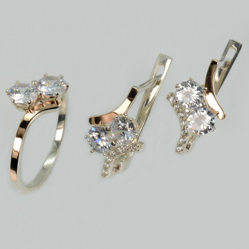 Серебряный гарнитур с золотыми вставками